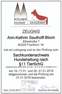 KHA A. Sauthoff &sect;11 TierSchG